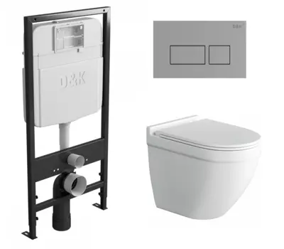 Комплект 3 в 1 инсталляция D&K DI8055119 + Унитаз подвесной Owl 1975 Cirkel-H + Кнопка прямоугольная хром