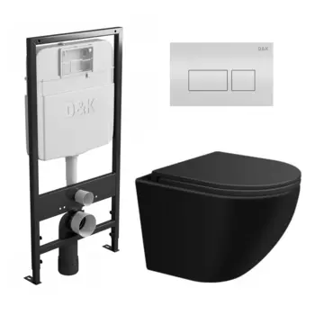 Комплект 3 в 1 инсталляция D&K DI8055119 + Унитаз подвесной SinteSi EVI + Кнопка прямоугольная белая