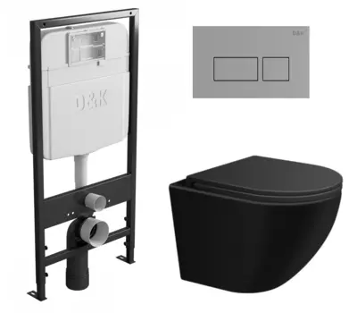 Комплект 3 в 1 инсталляция D&K DI8055119 + Унитаз подвесной SinteSi EVI + Кнопка прямоугольная хром