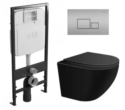 Комплект 3 в 1 инсталляция D&K DI8055119 + Унитаз подвесной SinteSi EVI + Кнопка прямоугольная матовый хром