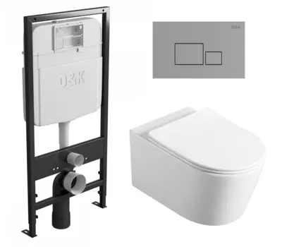 Комплект 3 в 1 инсталляция D&K DI8055119 + Унитаз подвесной Vincea Cute VT1-24 + Кнопка прямоугольная хром