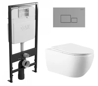 Комплект 3 в 1 инсталляция D&K DI8055119 + Унитаз подвесной Vincea Evo VT1-34 + Кнопка прямоугольная хром