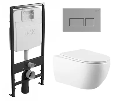 Комплект 3 в 1 инсталляция D&K DI8055119 + Унитаз подвесной Vincea Evo VT1-34 + Кнопка прямоугольная хром