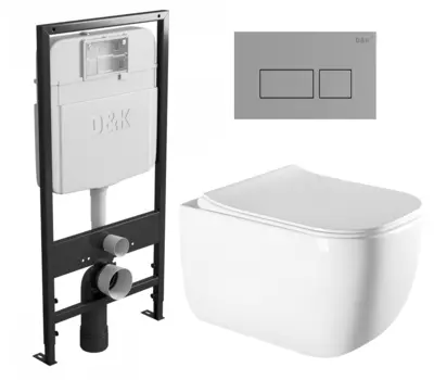 Комплект 3 в 1 инсталляция D&K DI8055119 + Унитаз подвесной Vincea Form VT1-35 + Кнопка прямоугольная хром