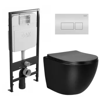 Комплект 3 в 1 инсталляция D&K DI8055119 + Унитаз подвесной Vincea Globo VT1-14MB + Кнопка прямоугольная белая