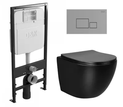 Комплект 3 в 1 инсталляция D&K DI8055119 + Унитаз подвесной Vincea Globo VT1-14MB + Кнопка прямоугольная хром