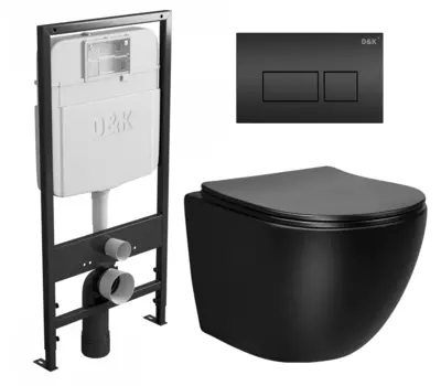 Комплект 3 в 1 инсталляция D&K DI8055119 + Унитаз подвесной Vincea Globo VT1-14SMB + Кнопка прямоугольная черная