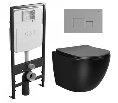 Комплект 3 в 1 инсталляция D&K DI8055119 + Унитаз подвесной Vincea Globo VT1-14SMB + Кнопка прямоугольная хром