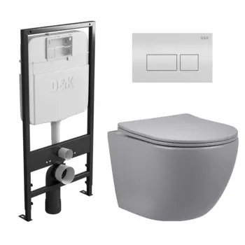 Комплект 3 в 1 инсталляция D&K DI8055119 + Унитаз подвесной Vincea Globo VT1-14SMG + Кнопка прямоугольная белая