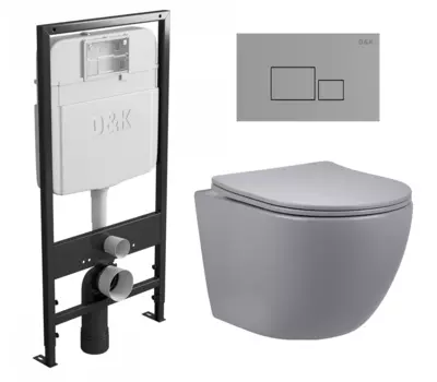 Комплект 3 в 1 инсталляция D&K DI8055119 + Унитаз подвесной Vincea Globo VT1-14SMG + Кнопка прямоугольная хром