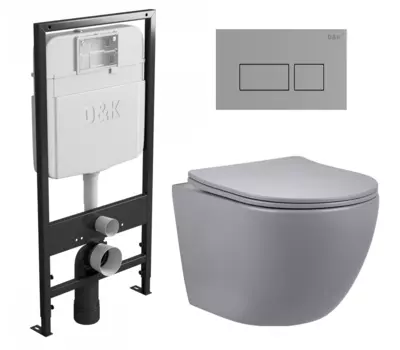 Комплект 3 в 1 инсталляция D&K DI8055119 + Унитаз подвесной Vincea Globo VT1-14SMG + Кнопка прямоугольная хром