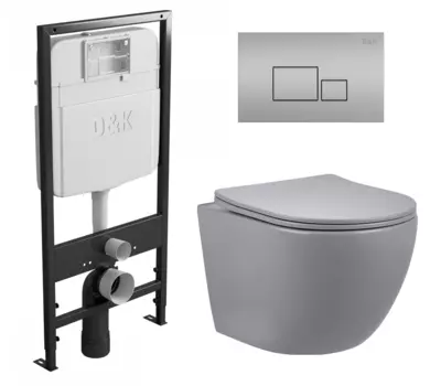 Комплект 3 в 1 инсталляция D&K DI8055119 + Унитаз подвесной Vincea Globo VT1-14SMG + Кнопка прямоугольная матовый хром