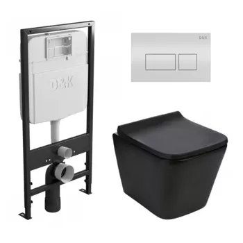 Комплект 3 в 1 инсталляция D&K DI8055119 + Унитаз подвесной WeltWasser Gelbach 041 MT-BL + Кнопка прямоугольная белая