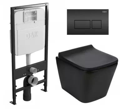 Комплект 3 в 1 инсталляция D&K DI8055119 + Унитаз подвесной WeltWasser Gelbach 041 MT-BL + Кнопка прямоугольная черная