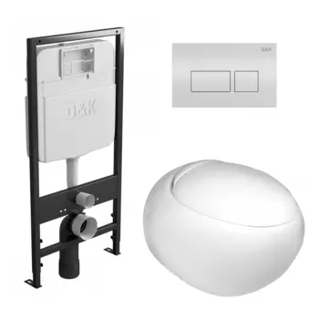 Комплект 3 в 1 инсталляция D&K DI8055119 + Унитаз подвесной WeltWasser Jeckenbach + Кнопка прямоугольная белая
