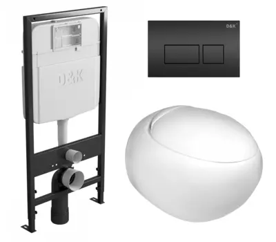 Комплект 3 в 1 инсталляция D&K DI8055119 + Унитаз подвесной WeltWasser Jeckenbach + Кнопка прямоугольная черная