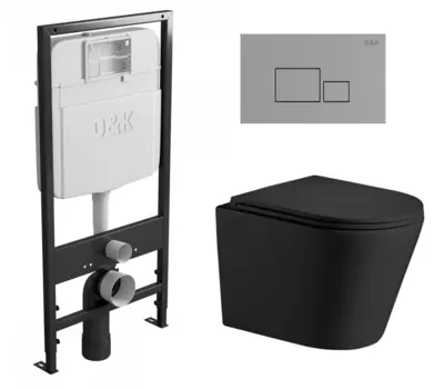 Комплект 3 в 1 инсталляция D&K DI8055119 + Унитаз подвесной WeltWasser Salzbach 041 MT-BL + Кнопка прямоугольная хром