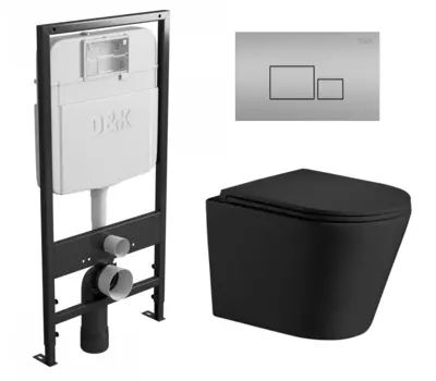 Комплект 3 в 1 инсталляция D&K DI8055119 + Унитаз подвесной WeltWasser Salzbach 041 MT-BL + Кнопка прямоугольная матовый хром