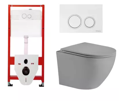 Комплект 3 в 1 инсталляция для унитазов Tece Tecespring S955103 + Унитаз подвесной Weltwasser WW Merzbach 043 MT-GR серый с кнопкой глянцевой белой