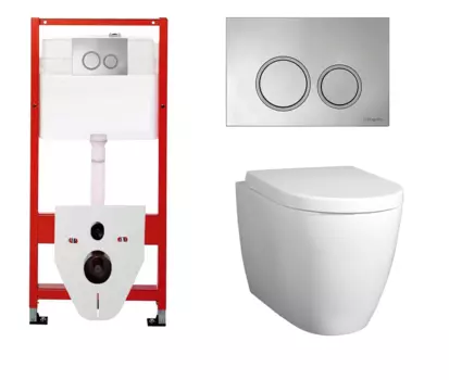 Комплект 3 в 1 инсталляция для унитазов Tece Tecespring S955101 + Унитаз подвесной BelBagno Marino с кнопкой глянцевой хром