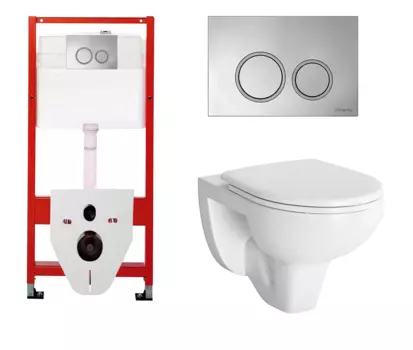 Комплект 3 в 1 инсталляция для унитазов Tece Tecespring S955101 + Унитаз подвесной Berges Wasserhaus Gamma 081105 с кнопкой глянцевой хром