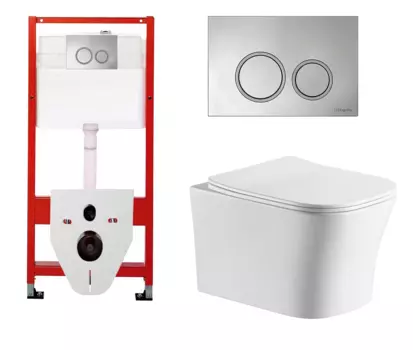 Комплект 3 в 1 инсталляция для унитазов Tece Tecespring S955101 + Унитаз подвесной CeruttiSpa Marmolada aria CT7778 с кнопкой глянцевой хром