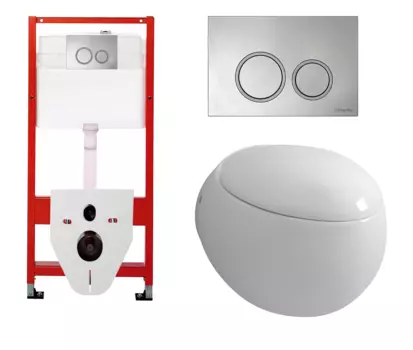 Комплект 3 в 1 инсталляция для унитазов Tece Tecespring S955101 + Унитаз подвесной Grossman GR-4442 с кнопкой глянцевой хром