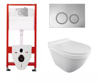 Комплект 3 в 1 инсталляция для унитазов Tece Tecespring S955101 + Унитаз подвесной Iddis Cloud CLORDSEi25 с кнопкой глянцевой хром