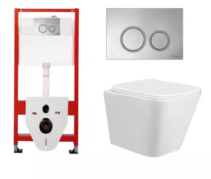 Комплект 3 в 1 инсталляция для унитазов Tece Tecespring S955101 + Унитаз подвесной Taliente Correto CR25200 с кнопкой глянцевой хром