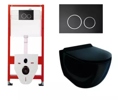 Комплект 3 в 1 инсталляция для унитазов Tece Tecespring S955102 + Унитаз подвесной Esbano Garcia ESUPGARCB с кнопкой черной матовой