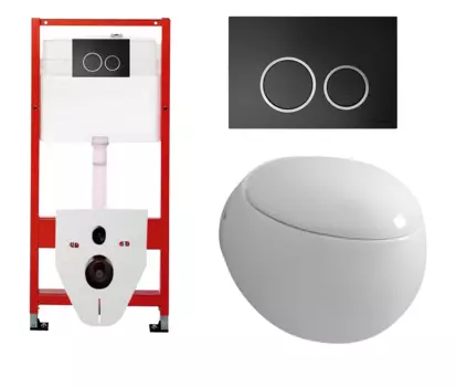 Комплект 3 в 1 инсталляция для унитазов Tece Tecespring S955102 + Унитаз подвесной Grossman GR-4442 с кнопкой черной матовой