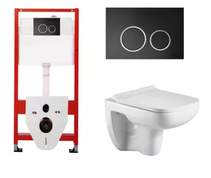 Комплект 3 в 1 инсталляция для унитазов Tece Tecespring S955102 + Унитаз подвесной WeltWasser Kehlbach 004 GL-WT с кнопкой черной матовой