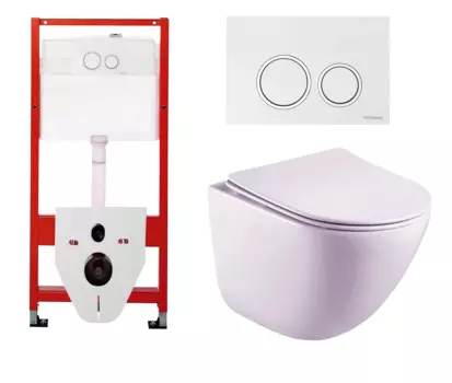 Комплект 3 в 1 инсталляция для унитазов Tece Tecespring S955103 + Подвесной унитаз Esbano Lotus ESUPLOTUW с кнопкой глянцевой белой