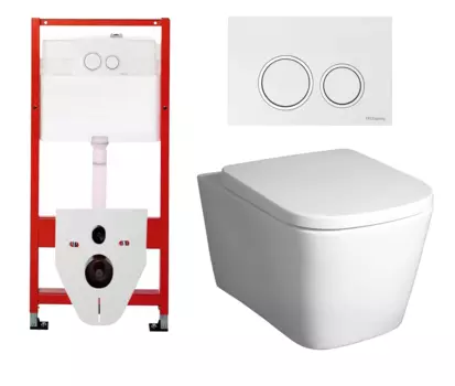 Комплект 3 в 1 инсталляция для унитазов Tece Tecespring S955103 + Унитаз подвесной BelBagno Albano BB120CHR с кнопкой глянцевой белой