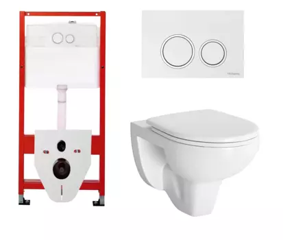 Комплект 3 в 1 инсталляция для унитазов Tece Tecespring S955103 + Унитаз подвесной Berges Wasserhaus Gamma 081105 с кнопкой глянцевой белой