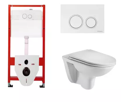 Комплект 3 в 1 инсталляция для унитазов Tece Tecespring S955103 + Унитаз подвесной WeltWasser Baarbach 004 GL-WT с кнопкой глянцевой белой