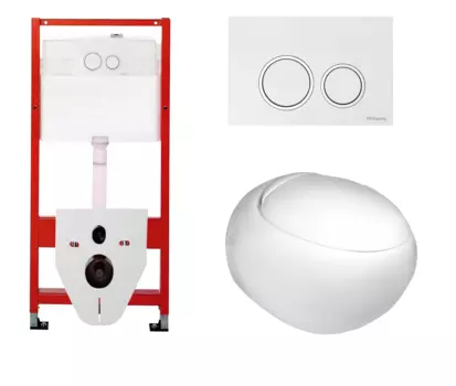 Комплект 3 в 1 инсталляция для унитазов Tece Tecespring S955103 + Унитаз подвесной WeltWasser Jeckenbach с кнопкой глянцевой белой