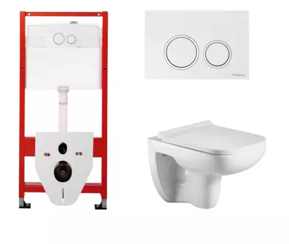 Комплект 3 в 1 инсталляция для унитазов Tece Tecespring S955103 + Унитаз подвесной WeltWasser Kehlbach 004 GL-WT с кнопкой глянцевой белой