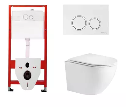 Комплект 3 в 1 инсталляция для унитазов Tece Tecespring S955103 + Унитаз подвесной WeltWasser Salzbach 043 GL-WT с кнопкой глянцевой белой