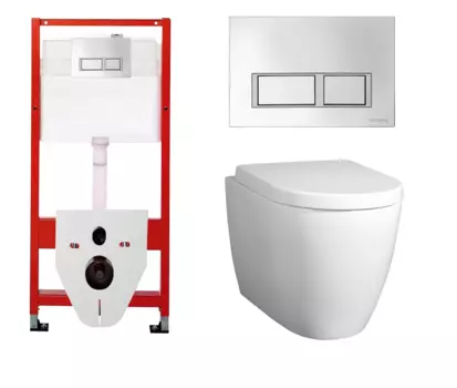 Комплект 3 в 1 инсталляция для унитазов Tece Tecespring S955201 + Унитаз подвесной BelBagno Marino с кнопкой глянцевой хром