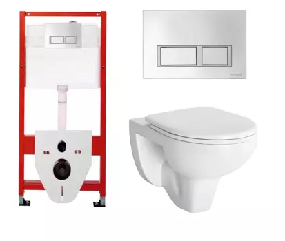 Комплект 3 в 1 инсталляция для унитазов Tece Tecespring S955201 + Унитаз подвесной Berges Wasserhaus Gamma 081105 с кнопкой глянцевой хром