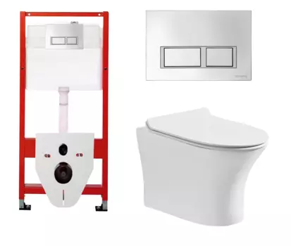 Комплект 3 в 1 инсталляция для унитазов Tece Tecespring S955201 + Унитаз подвесной CeruttiSpa Bernina aria CT7191 с кнопкой глянцевой хром