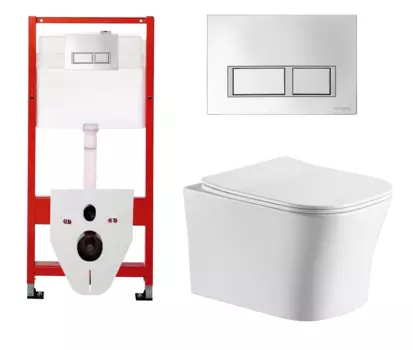 Комплект 3 в 1 инсталляция для унитазов Tece Tecespring S955201 + Унитаз подвесной CeruttiSpa Marmolada aria CT7778 с кнопкой глянцевой хром