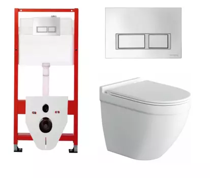 Комплект 3 в 1 инсталляция для унитазов Tece Tecespring S955201 + Унитаз подвесной Owl 1975 Cirkel-H с кнопкой глянцевой хром