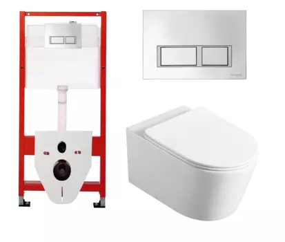 Комплект 3 в 1 инсталляция для унитазов Tece Tecespring S955201 + Унитаз подвесной Vincea Cute VT1-24 с кнопкой глянцевой хром