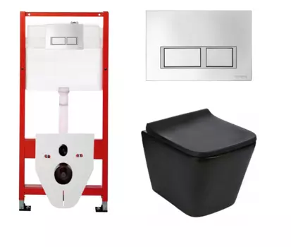 Комплект 3 в 1 инсталляция для унитазов Tece Tecespring S955201 + Унитаз подвесной WeltWasser Gelbach 041 MT-BL черный с кнопкой глянцевой хром