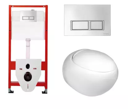 Комплект 3 в 1 инсталляция для унитазов Tece Tecespring S955201 + Унитаз подвесной WeltWasser Jeckenbach с кнопкой глянцевой хром