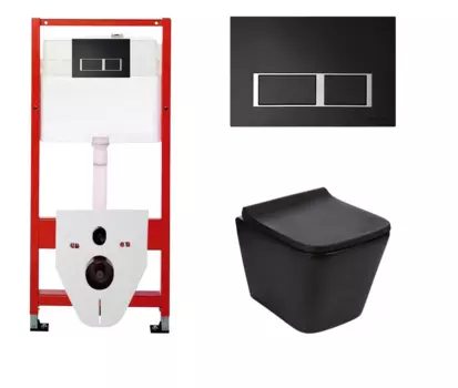 Комплект 3 в 1 инсталляция для унитазов Tece Tecespring S955202 + Подвесной унитаз WeltWasser Gelbach 041 MT-BL черный с кнопкой черной матовой