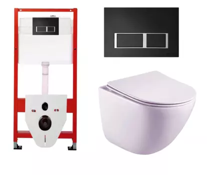 Комплект 3 в 1 инсталляция для унитазов Tece Tecespring S955202 + Унитаз подвесной Esbano Lotus ESUPLOTUW с кнопкой черной матовой