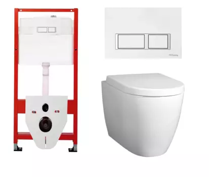 Комплект 3 в 1 инсталляция для унитазов Tece Tecespring S955203 + Унитаз подвесной BelBagno Marino с кнопкой глянцевой белой